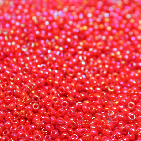 Opaque  Red AB ~ 11/0 JSB 426A Japanese Seed Beads