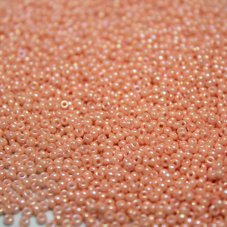Opaque Dyed Peachy Pink AB ~ 11/0 JSB 429C Japanese seed beads