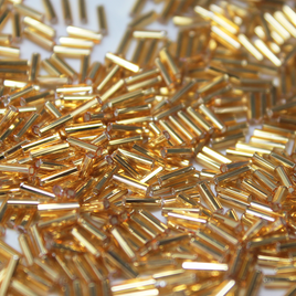 12mm Straight Bugles  - Silver Lined Gold  - 4