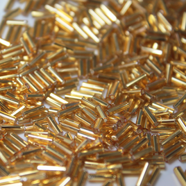 6mm Straight Bugles  - Silver Lined Gold - 4