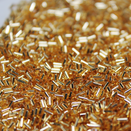 3mm Straight Bugles - Silver Lined Gold  - 4