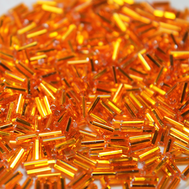 6mm Straight Bugles - Silver Lined Orange - 9
