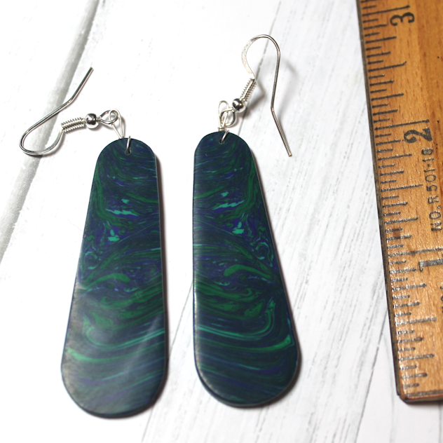 Synthetic Azurite Malachite Slab Earrings - SD28