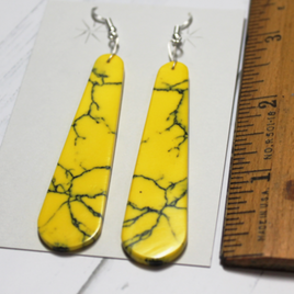 Synthetic Powwow Yellow Slab Earrings - A4