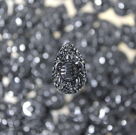 Black Teardrop Resin Turtle sew on Gems - A6