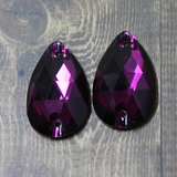 17x28mm (1 pr) Amethyst Glass Teardrop Rhinestone - C141