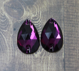 17x28mm (1 pr) Amethyst Glass Teardrop Rhinestone - C141