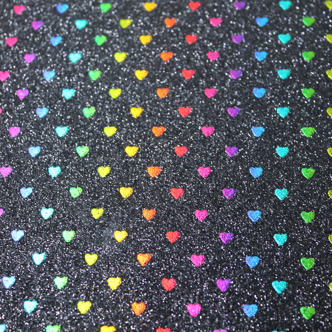 Faux Leather Sheet - Black Heart Glitter - 133