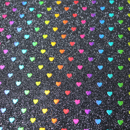 Faux Leather Sheet - Black Heart Glitter - 133