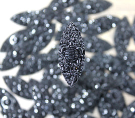 Black Navette Resin Turtle sew on Gems - A3