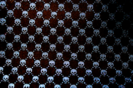 Faux Leather Velvet Sheet - Blue on Black Skull Glitter