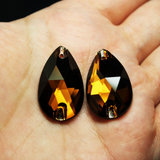 17x28mm  (1 pr) Smoked Topaz Glass Teardrop Rhinestone - C152