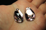 17x28mm  (1 pr) Violet Glass Teardrop Rhinestone - C153