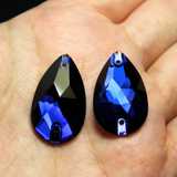 17x28mm (1 pr) Indigo Glass Teardrop Rhinestone - C154