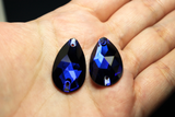 17x28mm (1 pr) Indigo Glass Teardrop Rhinestone - C154