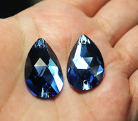 17x28mm  (1 pr) Sapphire Glass Teardrop Rhinestone - C160