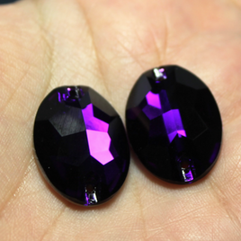 17x24mm  (1 pr) Purple Velvet Glass Oval Rhinestones  - C195