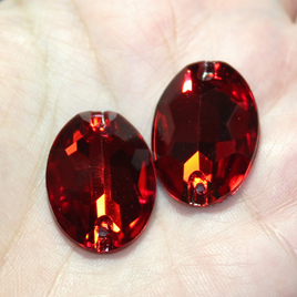 17x24mm Siam Ruby Glass Oval Rhinestones  - C199