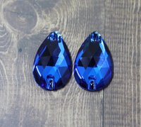 17x28mm  (1 pr) Capri Blue Glass Teardrop Rhinestone - C142