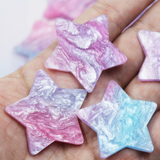 Cotton Candy Glitter Pearl Star Resin Slab - S27