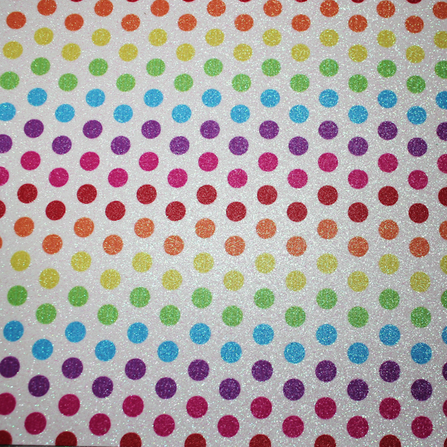 Faux Leather Sheet Glitter - Rainbow Polka Dot - 138