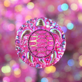 Fuchsia AB Round Turtle sew on Gems - E6