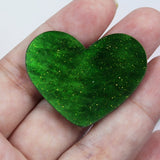 Emerald Glitter Pearl Heart Resin Slab - S26