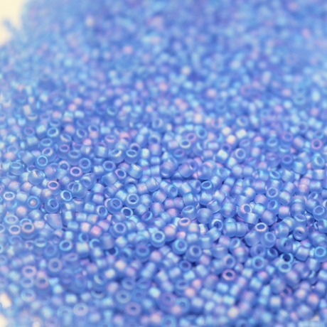 Frosted Sapphire Blue AB ~ 11/0 JSB F261 Japanese Seed Beads