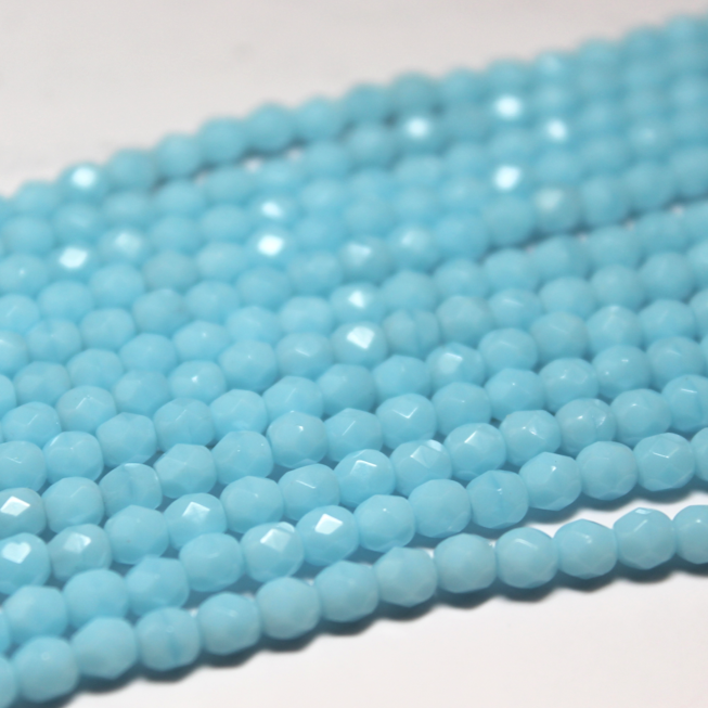 6mm Czech Fire Polished Round Opaque Turquoise Blue  - F609