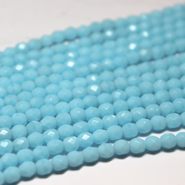 6mm Czech Fire Polished Round Opaque Turquoise Blue  - F609
