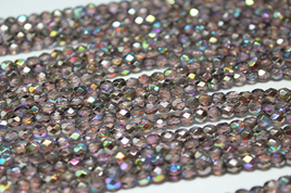 6mm Czech Fire Polished Round Light Amethyst Graphite Rainbow - F628