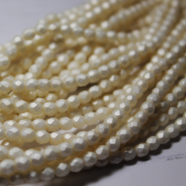 6mm Czech Fire Polished Round Pearls White Matte - F642