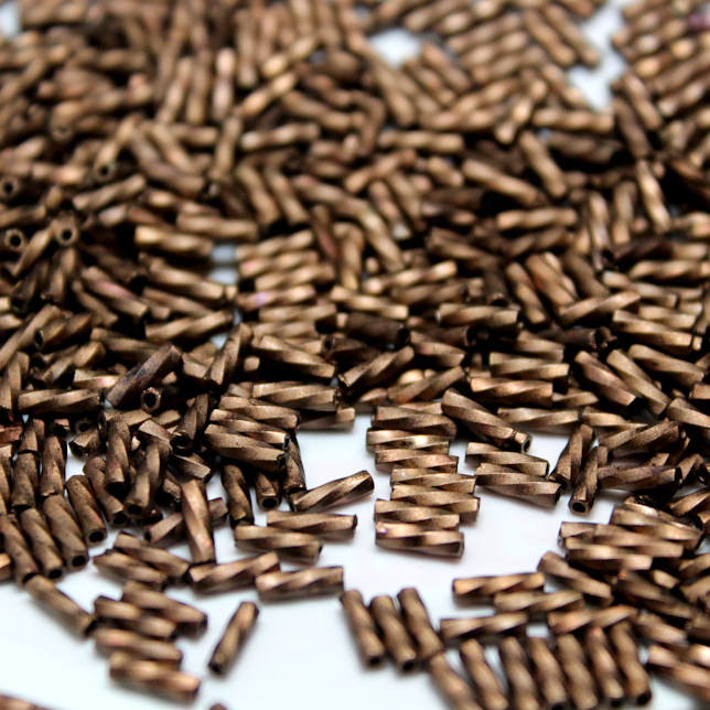 Matte Metallic Chocolate Brown Bugles  ~ 6mm SPIRAL F457B