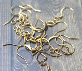 Gold Plated Hook Ear wires, 1 gross (approx. 72 pr.)