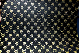 Faux Leather Velvet Sheet - Gold on Black Skull Glitter