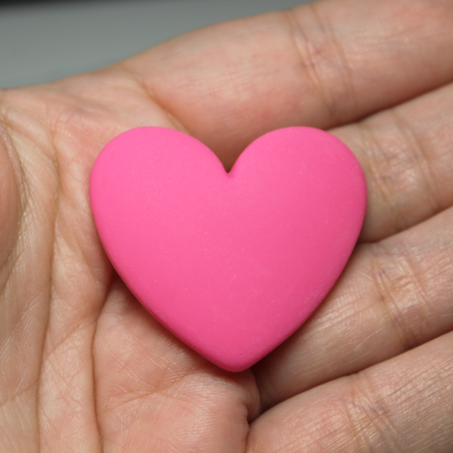 37mm Matte Heart Resin Cabochon Fuchsia - P51