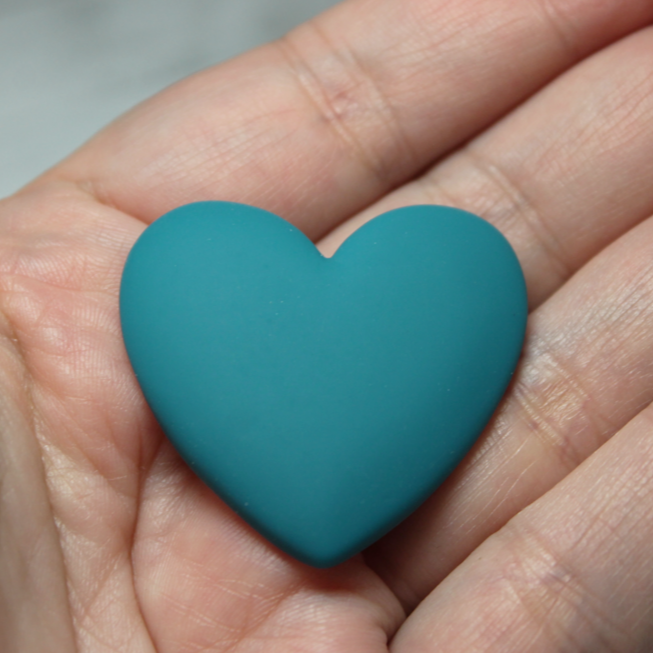 37mm Matte Heart Resin Cabochon Dark Teal - P49