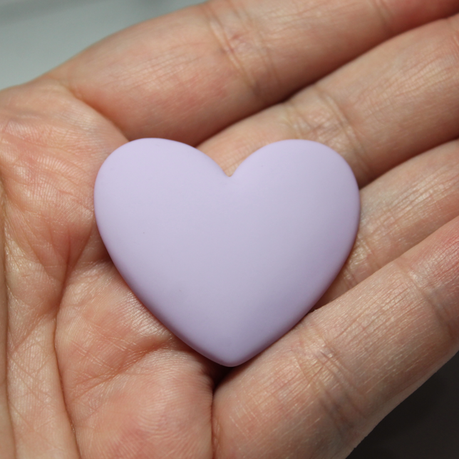 37mm Matte Heart Resin Cabochon Pale Lavender - P63