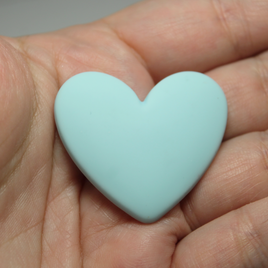 37mm Matte Heart Resin Cabochon Baby Blue - P56