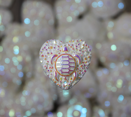 Cream AB turtle heart Resin sew on Gems - I4-2