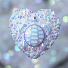 White AB turtle heart Resin sew on Gems - I4