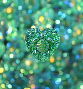 Green AB turtle heart Resin sew on Gems - I5