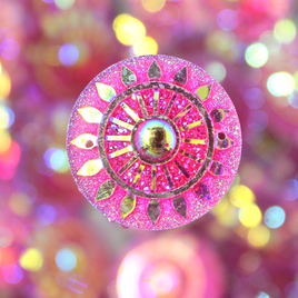 Fuchsia AB Round Shield sew on Gems - K12