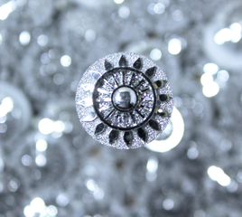 Silver Round Shield sew on Gems - K8