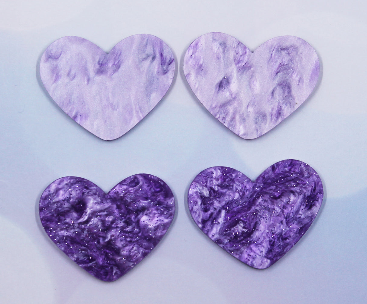 Purple Glitter Pearl Heart Resin Slab - S23