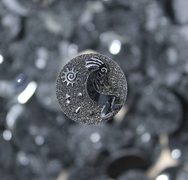 Black Round Kokopelli sew on Gems - O3