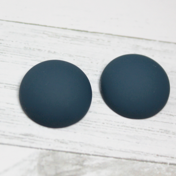 18mm Matte Round Resin Cabochon Saxon Blue - P1