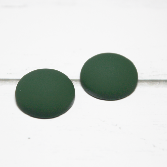 18mm Matte Round Resin Cabochon Hunter Green -  P14