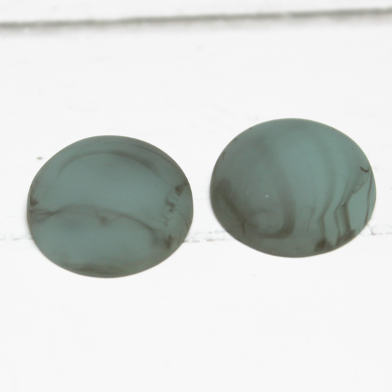 18mm Matte Round Resin Cabochon Marbled Seafoam - P15