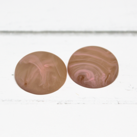 18mm Matte Round Resin Cabochon Marbled Milky Peaches & Cream - P17
